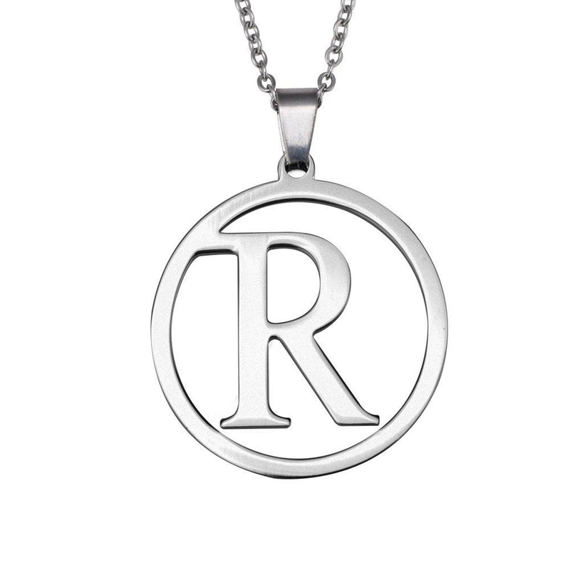[Australia] - AOCHEE Letter Necklace Initial Pendant Personalized Stainless Steel Letter R 