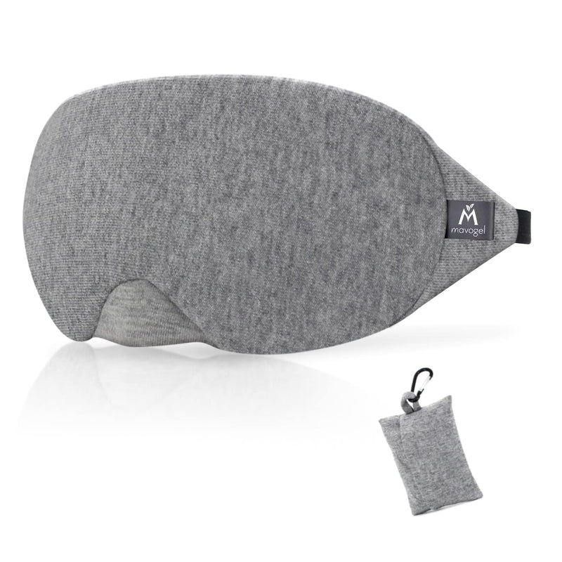 [Australia] - Mavogel Cotton Sleep Eye Mask - Updated Design Light Blocking Sleep Mask, Soft and Comfortable Night Eye Mask for Men Women, Eye Blinder for Travel/Sleeping/Shift Work, Includes Travel Pouch, Grey 