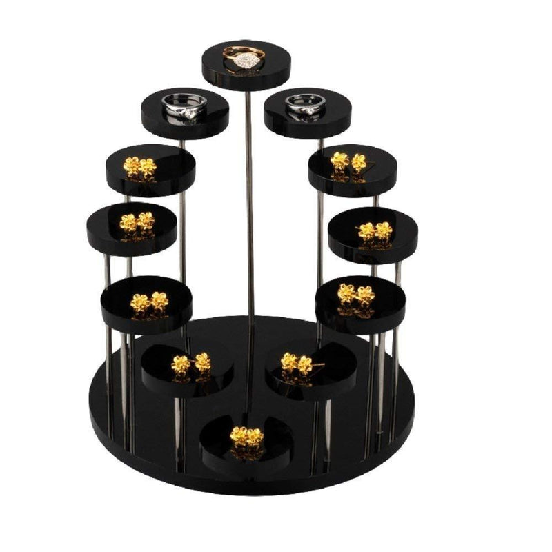 [Australia] - Funnuf 12 Tier Acrylic Rotatable Jewelry Display Stands for Rings Earrings, White, 6 Inch Black Acrylic 