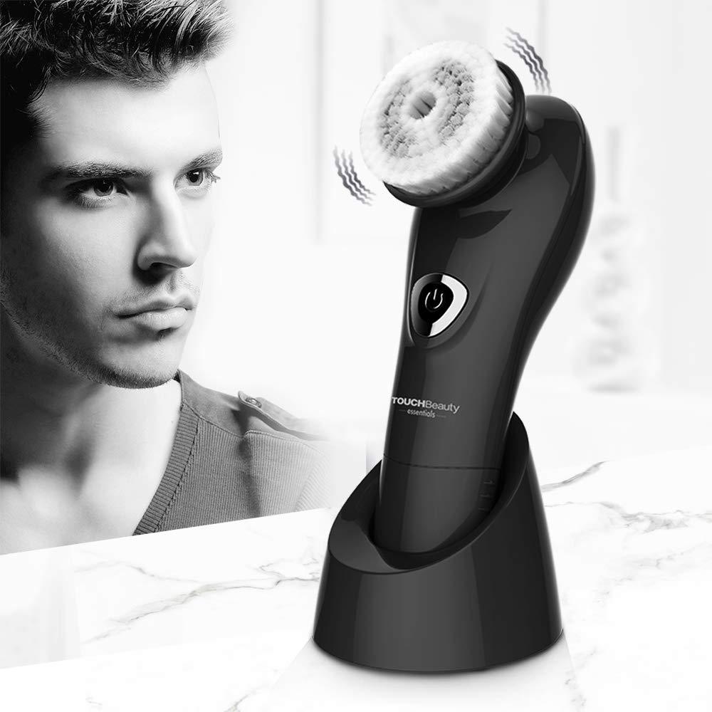 [Australia] - TOUCHBeauty Facial Cleansing Brush for Men with 6° Oscillating Cleansing Technology 2 Speed Setting Brush, Electric Facial Exfoliating Device (Dark Gray) Black 