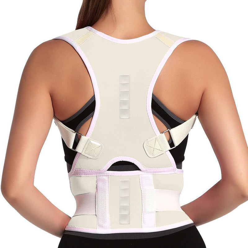 [Australia] - Thoracic Back Brace Posture Corrector- Magnetic Lumbar Back Support Belt-Back Pain Relief, Improve Thoracic Kyphosis, for Lower and Upper Back Pain Men & Women (White, Small) White 