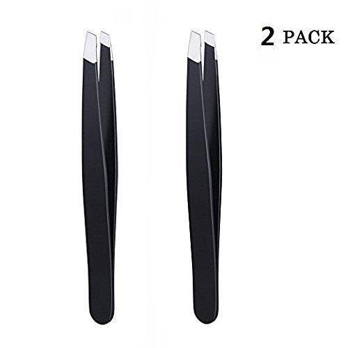 [Australia] - WOIWO 2PCS Professional Stainless Steel Tweezers,Oblique Mouth Metal Eyebrow Clip, Trim Eyebrow Black Eyebrow Tweezers, Eyebrow Clip Beauty Tools. 