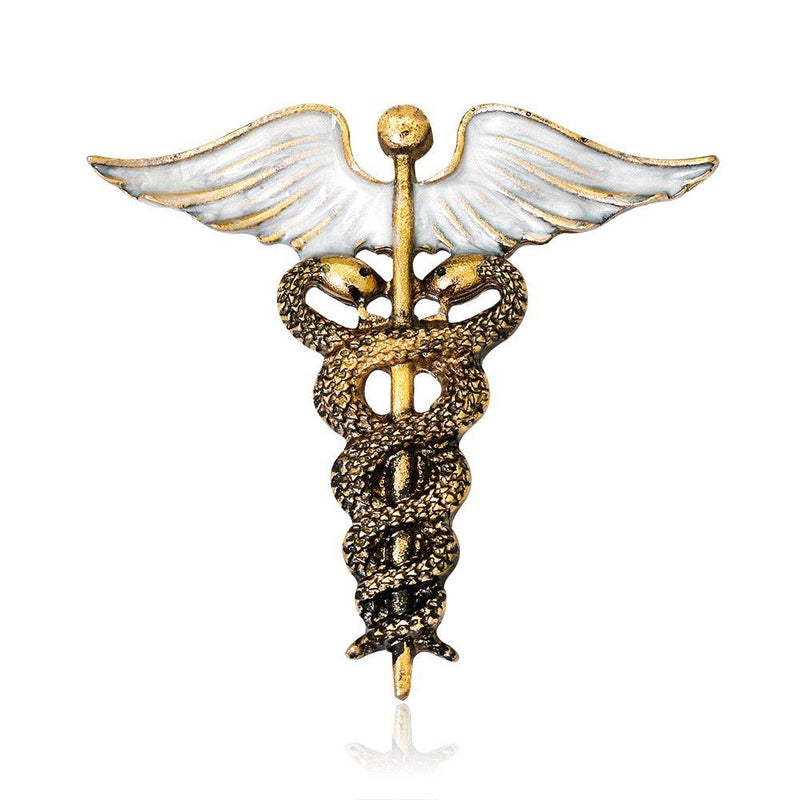 [Australia] - WLL Retro Medical Caduceus Brooch Pin Doctor Nurse Jewelry Gift gold 