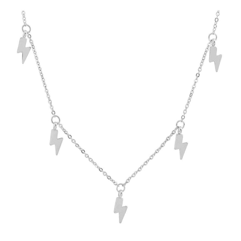 [Australia] - Edforce 18k Gold Plated Lightning Bolt Pendant Necklace, 15"+2" Extender Silver 