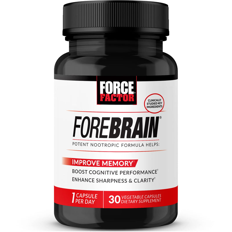 [Australia] - Forebrain Nootropic Brain Supplement to Improve Memory, Boost Focus, Increase Mental Energy, and Support Brain Health with Caffeine, Bacopa, and Huperzine A, Force Factor, 30 Capsules Forebrain 30 Count (Pack of 1) 