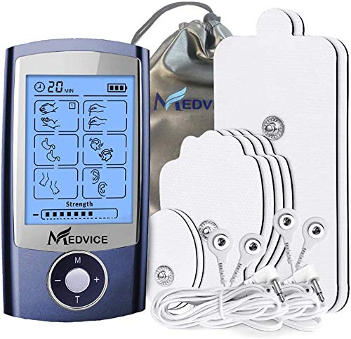 [Australia] - MEDVICE Rechargeable Tens Unit Muscle Stimulator, 2nd Gen 16 Modes & 8 Upgraded Pads for Natural Pain Relief & Management, FDA Cleared Electric Pulse Impulse Mini Massager Machine 