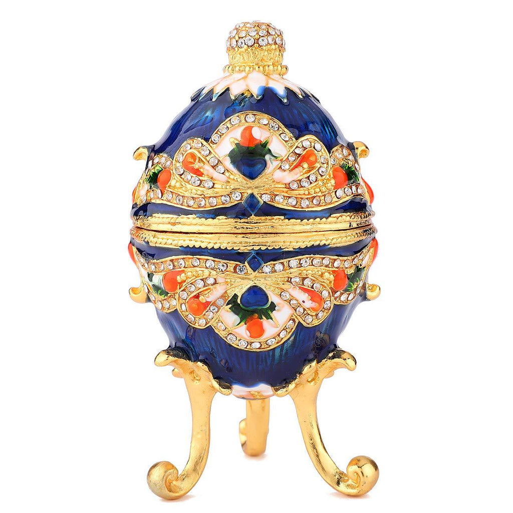 [Australia] - QIFU-Hand Painted Enameled Colorful Faberge Egg Style Decorative Hinged Jewelry Trinket Box Unique Gift for Home Decor 