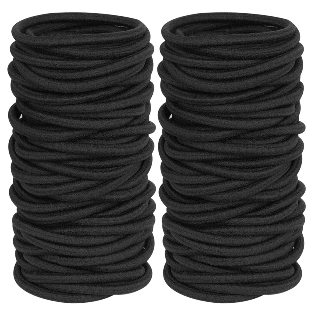 [Australia] - 120 Pieces Black Hair Ties for Thick and Curly Hair Ponytail Holders Hair Elastic Band for Women or Men(4mm) 