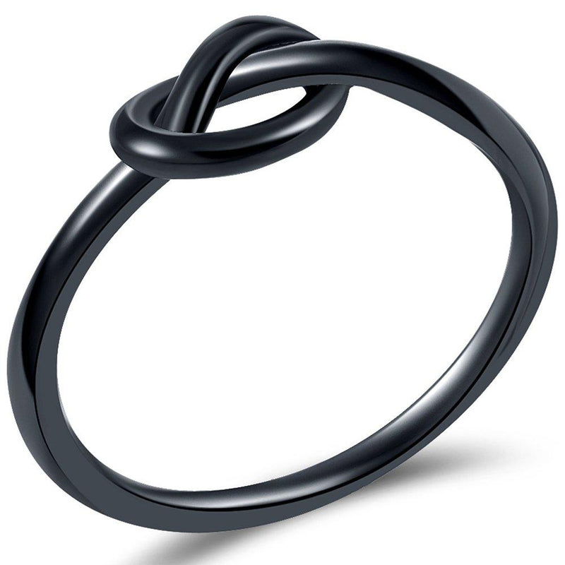 [Australia] - Size 3-13 Stainless Steel Simple Love Knot Celtic Promise Anniversary Statement Ring Black 