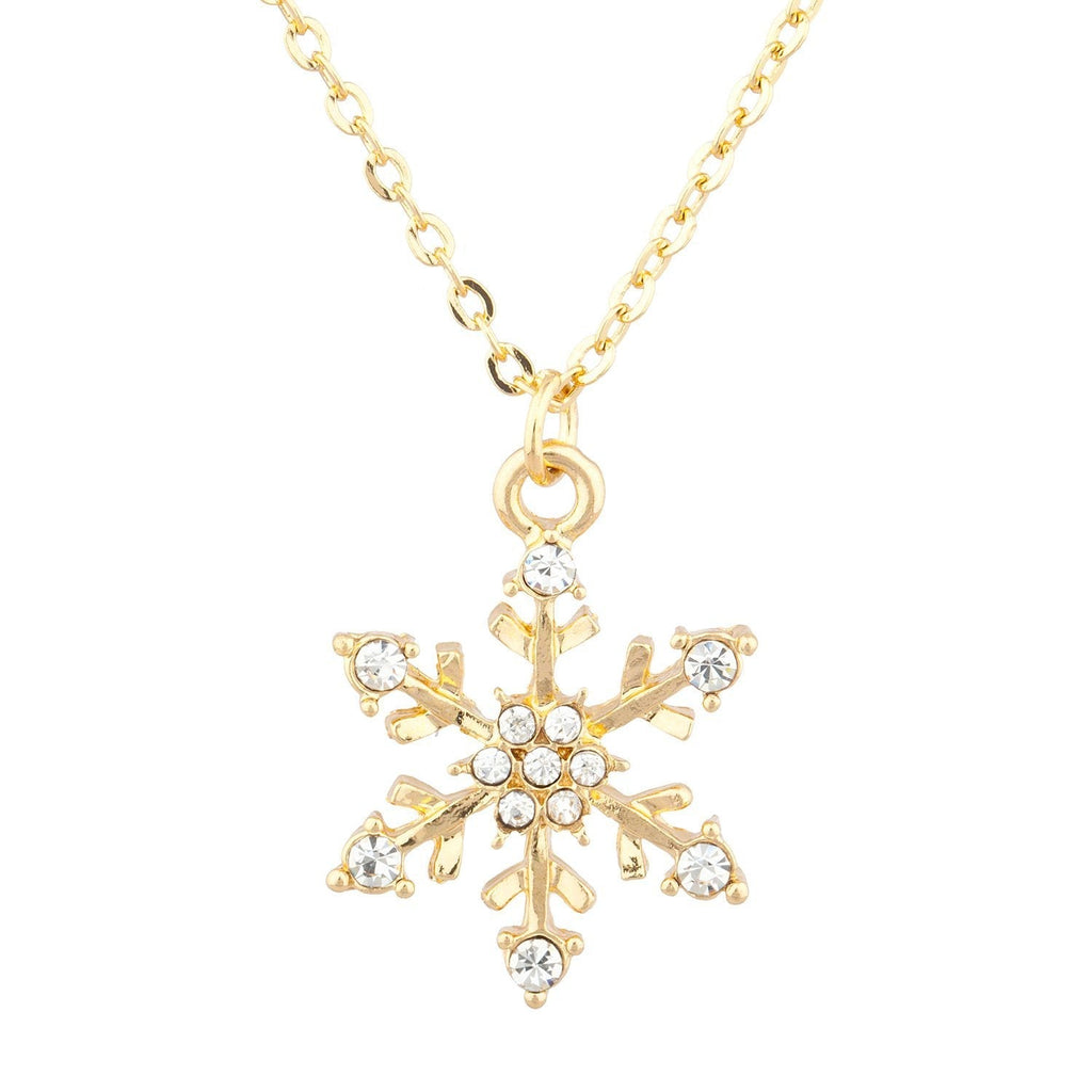 [Australia] - Lux Accessories Gold Tone Christmas Holiday Festive Snowflake Pendant Necklace 