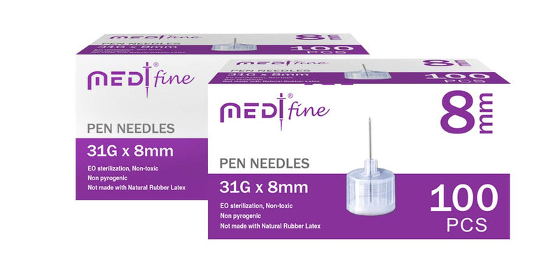 [Australia] - MedtFine Insulin Pen Needles 31G 8mm (5/16") 200 Pieces (2x100) 