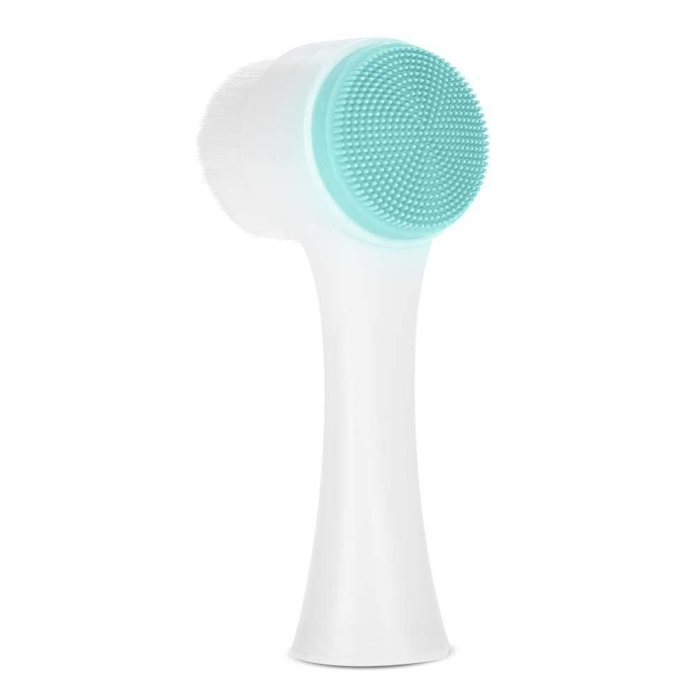 [Australia] - Facial Cleansing Brush, Double Sided Clean & Exfoliating & Massage Soft Bristles, Silicon Face Pore Cleanse, Blackhead, Dry or Wet Multi-Purpose(Blue) Blue 