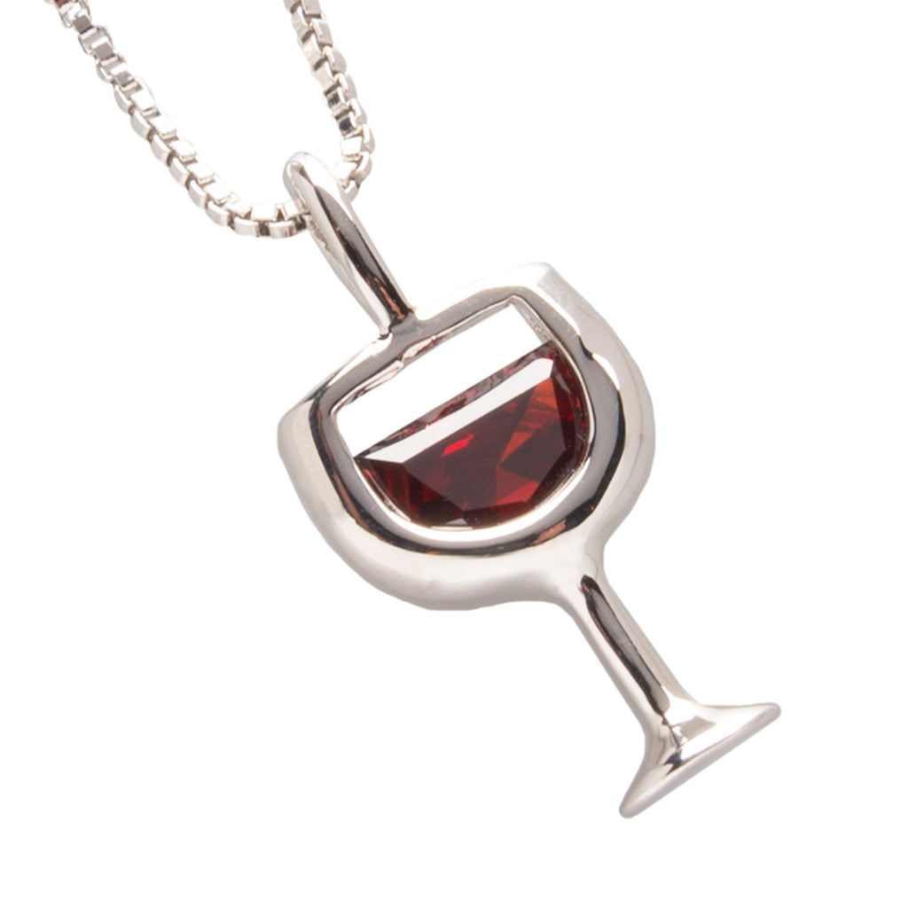 [Australia] - Chris's Stuff Red Wine Necklace-Silver Plated 18 Inch Thin Chain & Crystal Pendant - Ideal Gift 