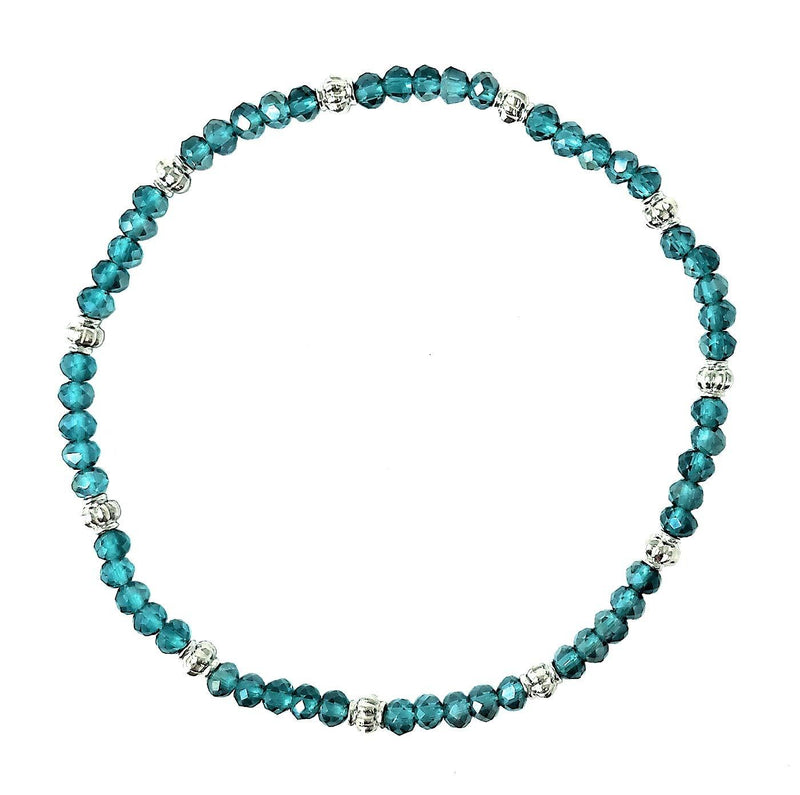 [Australia] - Stretch Bead Ankle Bracelet Anklet - Iridescent Teal Blue (A120) 