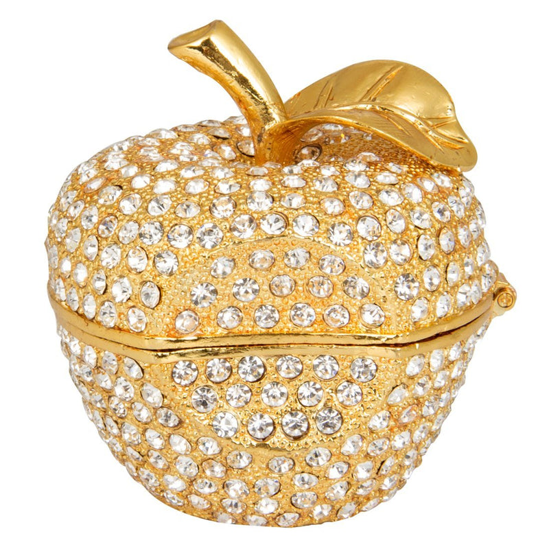 [Australia] - QIFU-Hand Painted Enameled Gold Apple Diamond Decorative Hinged Jewelry Trinket Box Unique Gift for Home Decor 