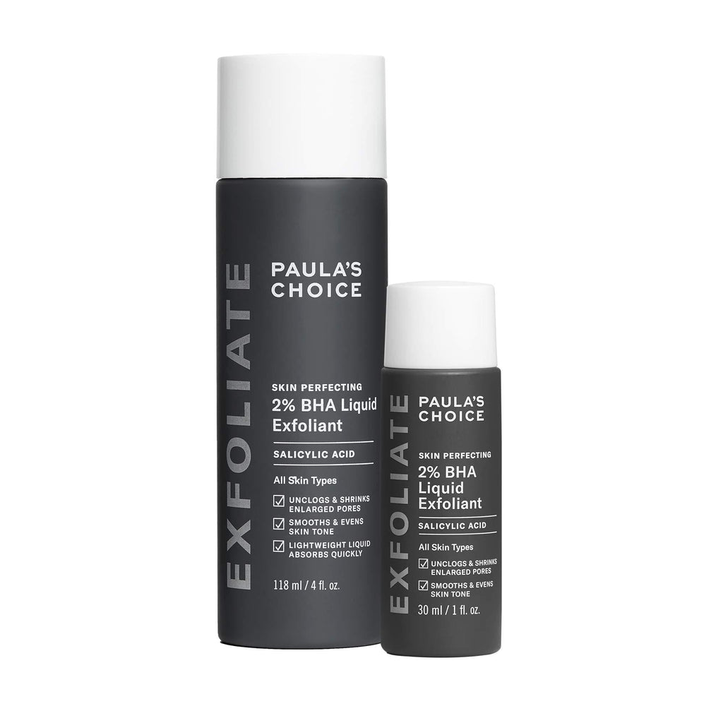 [Australia] - Paula's Choice Skin Perfecting 2% BHA Liquid Salicylic Acid Exfoliant Duo, Gentle Exfoliator for Blackheads, Large Pores, Wrinkles & Fine Lines, Includes 1 Full Size Bottle & 1 Travel Size Bottle Combo 1 