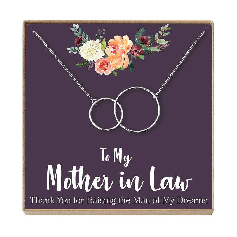 [Australia] - Mother-In-Law Gift Necklace, To My Mother-In-Law, Jewelry, Funny, 2 Interlocking Circles (silver-plated-brass, NA) 