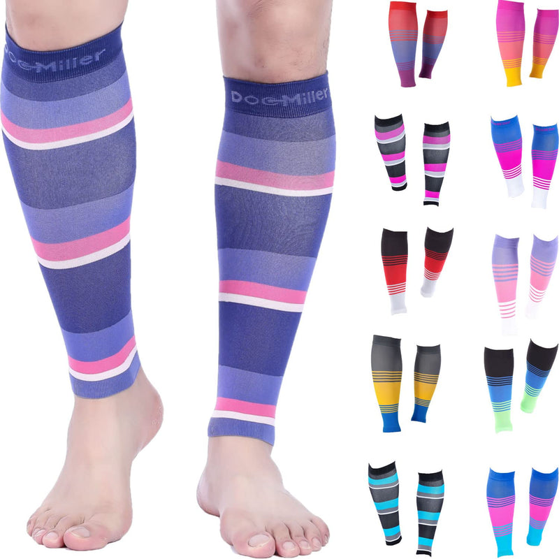 [Australia] - Doc Miller Calf Compression Sleeve Men and Women 20-30 mmHg, Shin Splint Compression Sleeve, Medical Grade Socks for Varicose Veins and Maternity 1 Pair X-Large Purple Pink Peach Calf Sleeve BlackPurplePinkPeach 