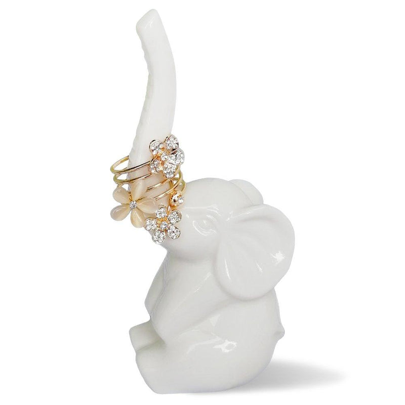 [Australia] - HOME SMILE Elephant Ring Holder for Jewelry,Engagement Wedding Ring Display Holder Stand Trinket Trays (Litltle White) 