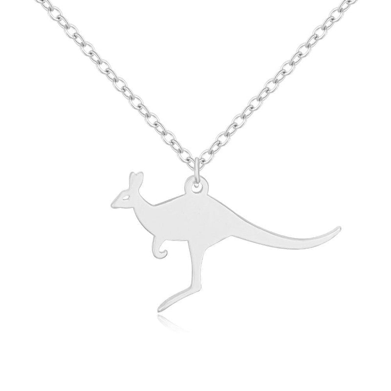 [Australia] - MANZHEN Cute Australian Kangaroo Pendant Necklace Wildlife Animal Jewelry for Birthday Gift silver 