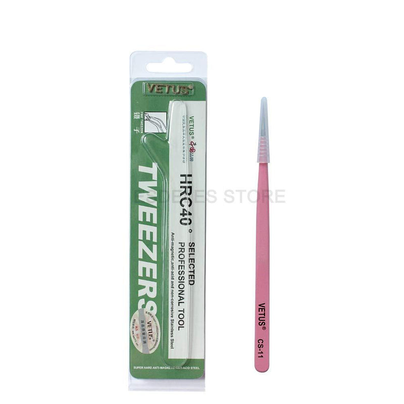 [Australia] - Pink Color Precision Eyebrow Eyelash Plant Tweezers Hair Remover Nail Beauty Makeup Tool Stainless Steel Pointed Tip CS-11 