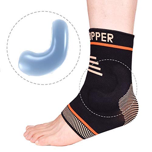 [Australia] - Thx4COPPER Infused Compression Ankle Brace, Silicone Ankle Sleeve Support, Pain Relief from Plantar Fasciitis, Achilles Tendonitis- Reduce Foot Swelling & Prevent Ankle, Single Large 