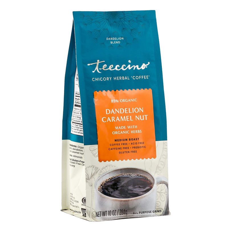 [Australia] - Teeccino Coffee Alternative – Dandelion Caramel Nut – Detox Deliciously with Dandelion Herbal Coffee That’s Prebiotic, Caffeine Free & Gluten Free, Medium Roast, 10 Ounce 