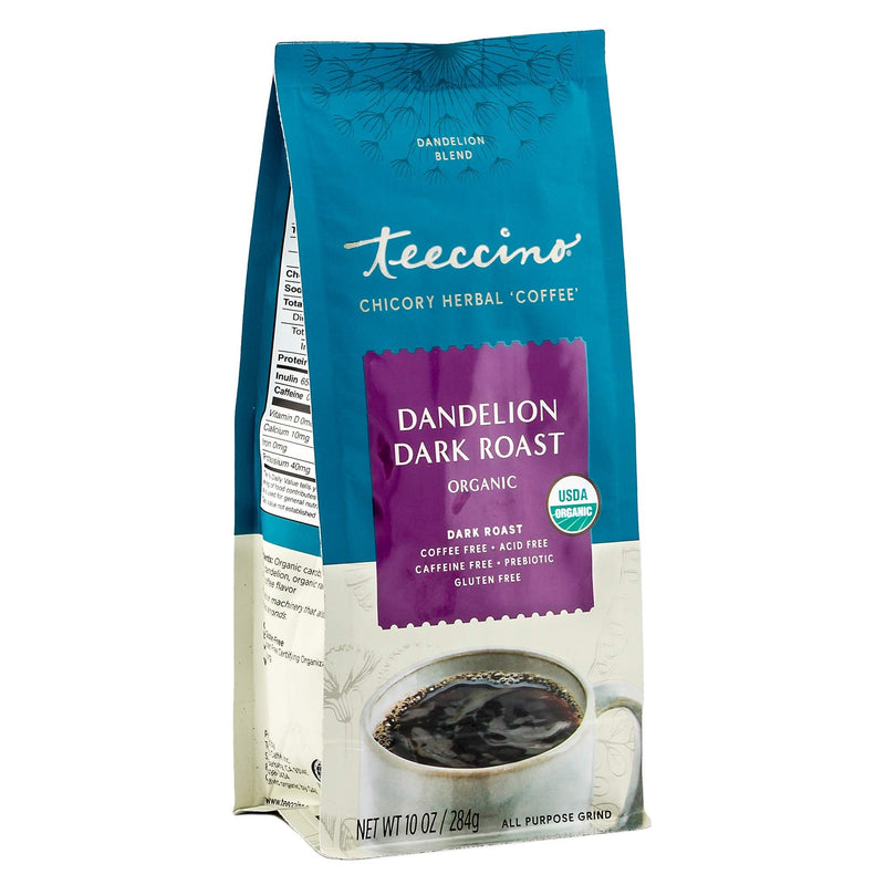 [Australia] - Teeccino Coffee Alternative – Dandelion Dark Roast – Detox Deliciously with Dandelion Herbal Coffee That’s Prebiotic, Caffeine Free & Gluten Free, Dark Roast, 10 Ounce 