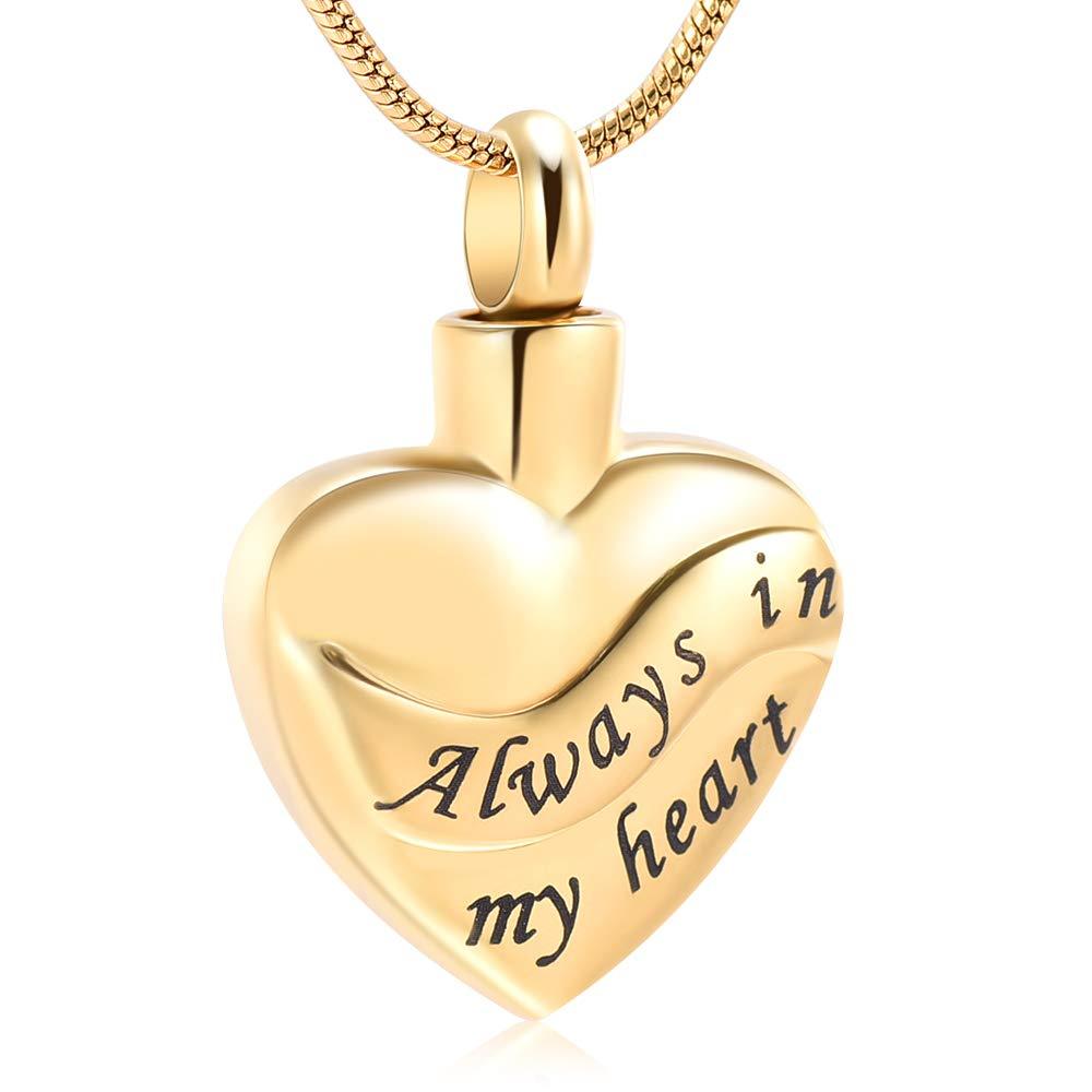 [Australia] - memorial jewelry Heart Shape Creamation Ash Jewelry Holder Necklace Always in My Heart for Ashes Gold 