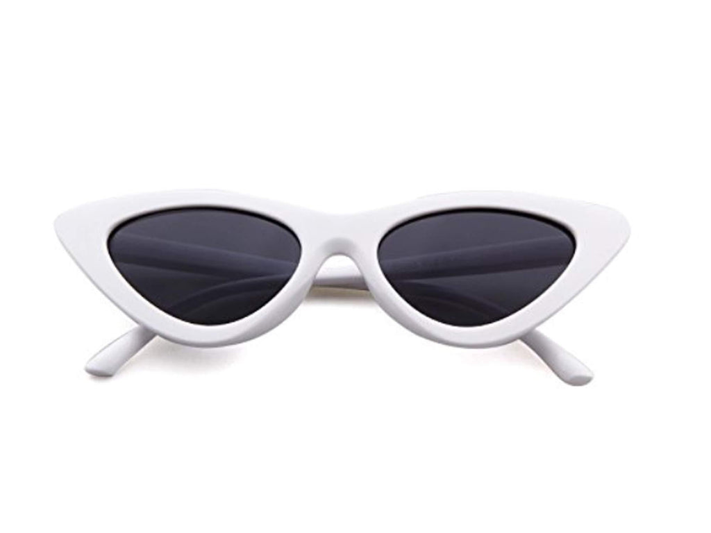 [Australia] - FOURCHEN Retro Vintage Narrow Cat Eye Sunglasses for kids heart shaped sunglasses *White 