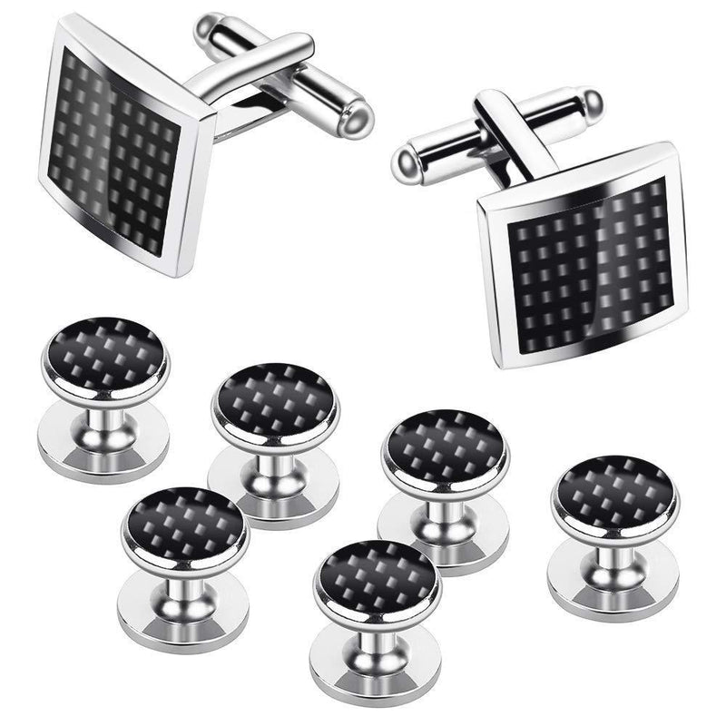 [Australia] - Rovtop Cufflinks and Studs Set for Tuxedo Shirts Business Wedding Square Cufflinks 