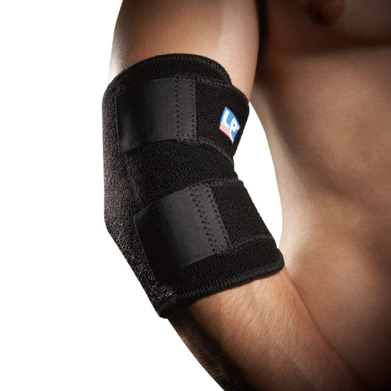 [Australia] - LP SUPPORT 759 Elbow Support Wrap - Compression and Pain Relief Strap - Brace For Tendonitis, Bursitis, Tennis, Basketball, Workout and Weightlifting - Adjustable One Size Fits All - Black 