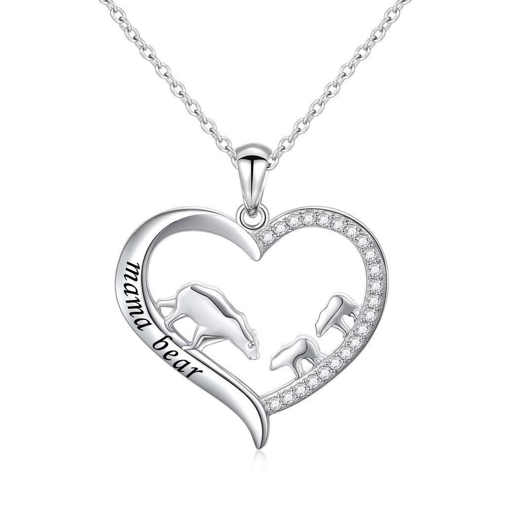 [Australia] - Sterling Silver For Mom Necklace Mothers Day Gift Mama Bear Pendant Necklace or Bracelet for Mum 2 cubs 