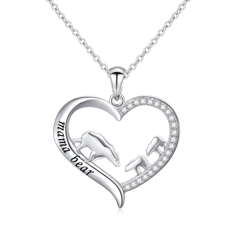 [Australia] - Sterling Silver For Mom Necklace Mothers Day Gift Mama Bear Pendant Necklace or Bracelet for Mum 2 cubs 