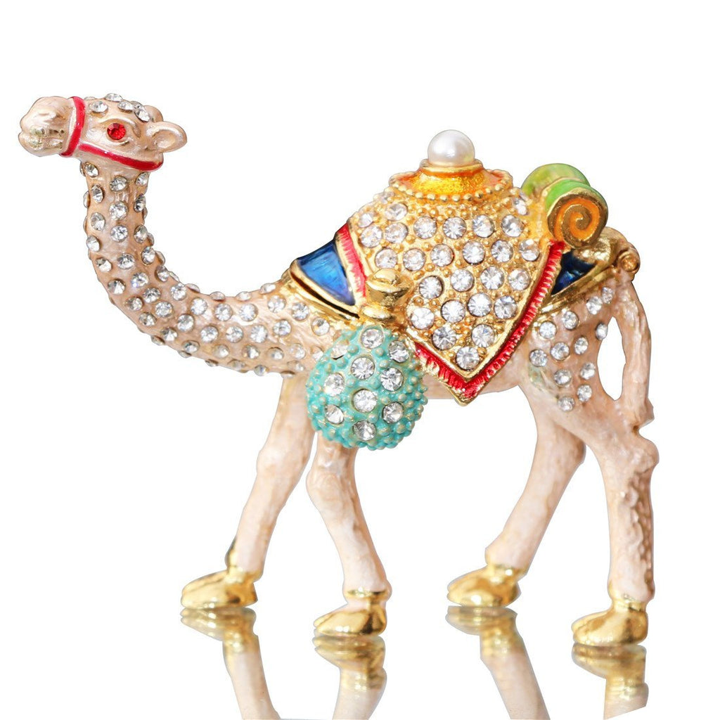 [Australia] - Waltz&F Camel Figurine Trinket Boxes Ornament Crystals Hand-painted Patterns Jewelry Trinket Box Hinged Collectible Ring Display Holders 