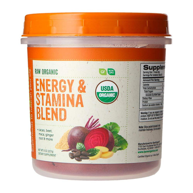 [Australia] - BareOrganics Energy & Stamina Blend Powder, Organic Superfood, Vegan Dietary Supplement, 8 Ounces 