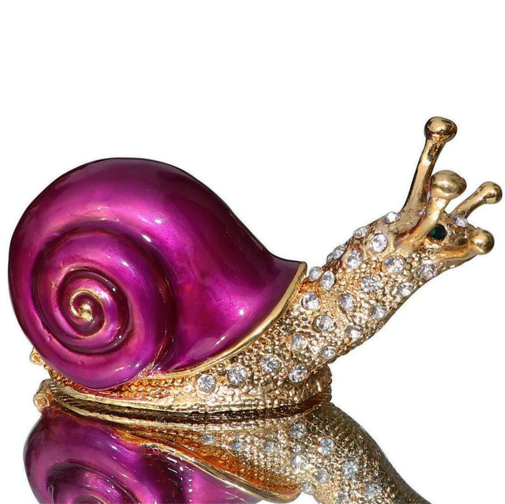 [Australia] - Waltz&F Purple Shell Snail Trinket Box Hinged Hand-Painted Figurine Collectible Ring Holder 