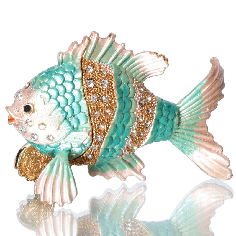 [Australia] - Waltz&F Tropical fish Trinket Box Hinged Hand-painted Animal Figurine Collectible Ring Holder 