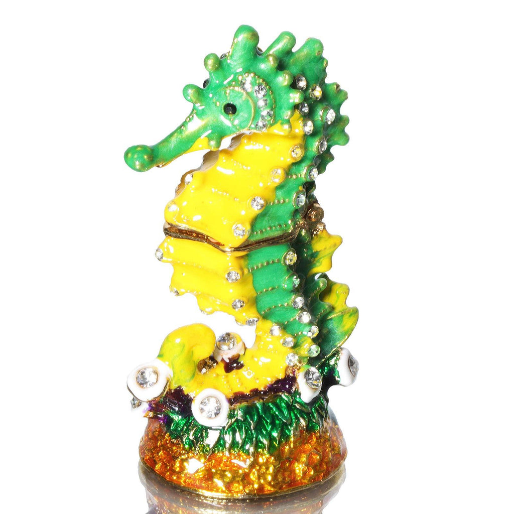 [Australia] - Waltz&F Mini Seahorse Trinket Box Hinged Hand-painted Animal Figurine Collectible Ring Holder 