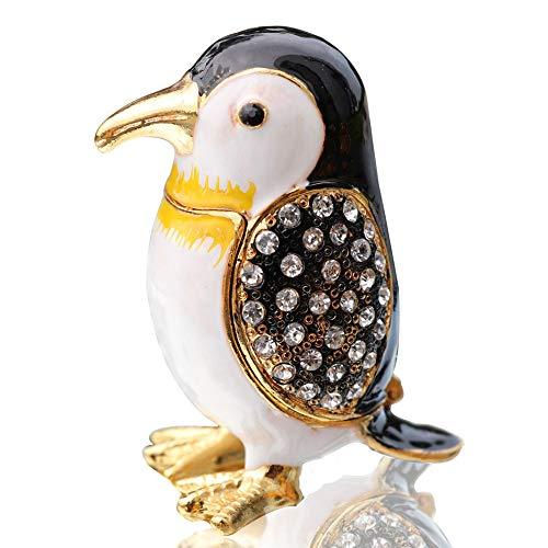 [Australia] - Waltz&F Hand Painted Enameled Decorative Cute penguins Hinged Jewelry Animal Trinket Box Unique Home Decor 