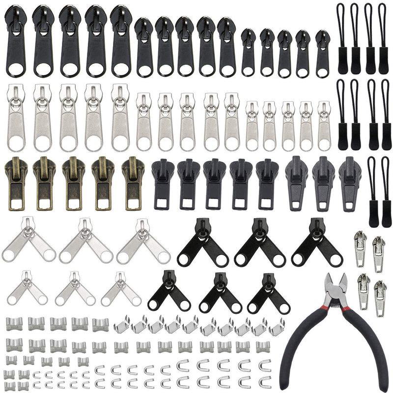 [Australia] - YaHoGa 143 PCS Zipper Repair Kit Zipper Replacement with Install Plier for Bags, Jackets, Tents, Backpacks, Sleeping Bag 