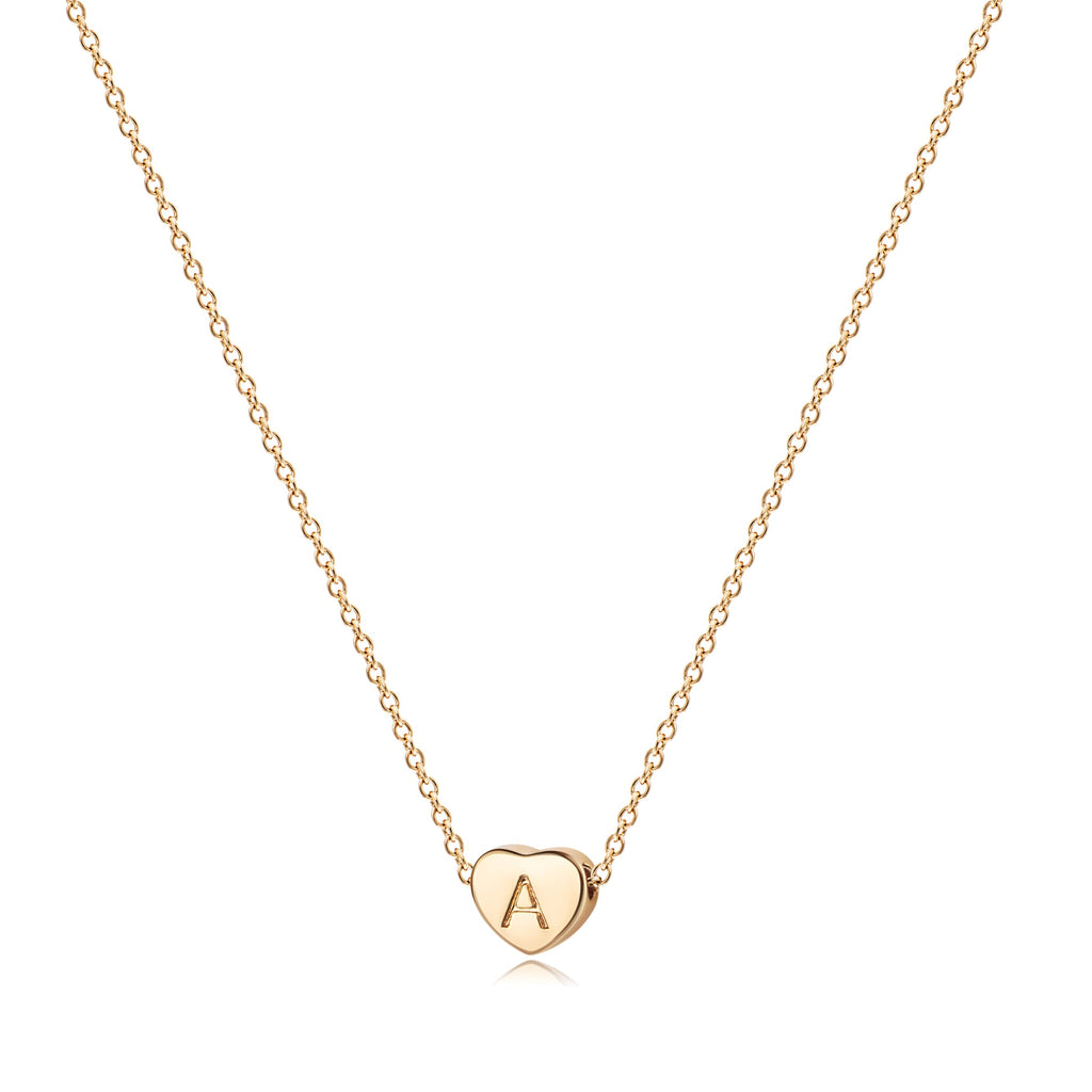 [Australia] - Tiny Gold Initial Heart Necklace-14K Gold Filled Handmade Dainty Personalized Letter Heart Choker Necklace Gift For Women Necklace Jewelry A 