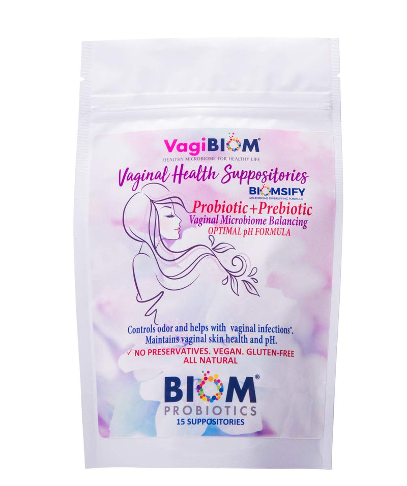[Australia] - Biom Vaginal Probiotic Suppository: Natural Vaginal pH and Odor Control Regimen; Balance and Nourishes Vaginal Microbiome; No Parabens, No preservatives (15 count) 