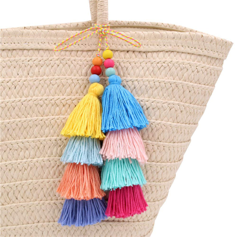 [Australia] - QTMY Colorful Tassel Bag Charm for Women,Layered Tassel Keychain Keyring Purse Handbag Decor Pendant 1 