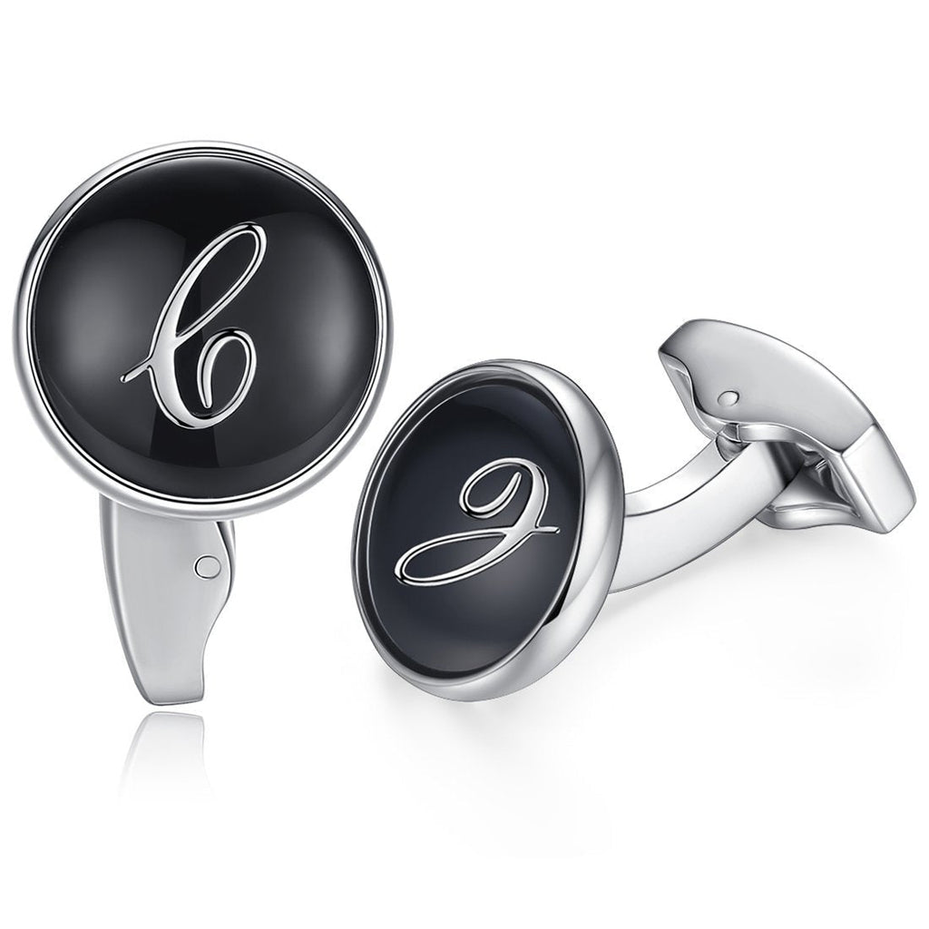 [Australia] - HONEY BEAR Initial Alphabet Letter Cufflinks Round for Mens Wedding Gift C 