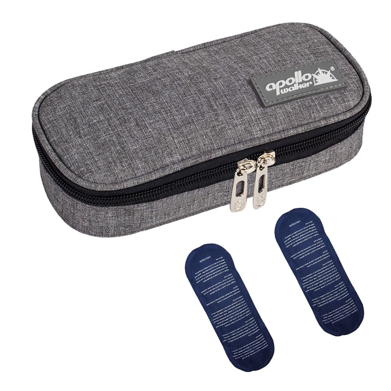 [Australia] - Apollo Walker Insulin Cooler Travel Case Diabetic Medication Cooler with 2 Ice Packs and Insulation Liner(Gray) Gray-small 