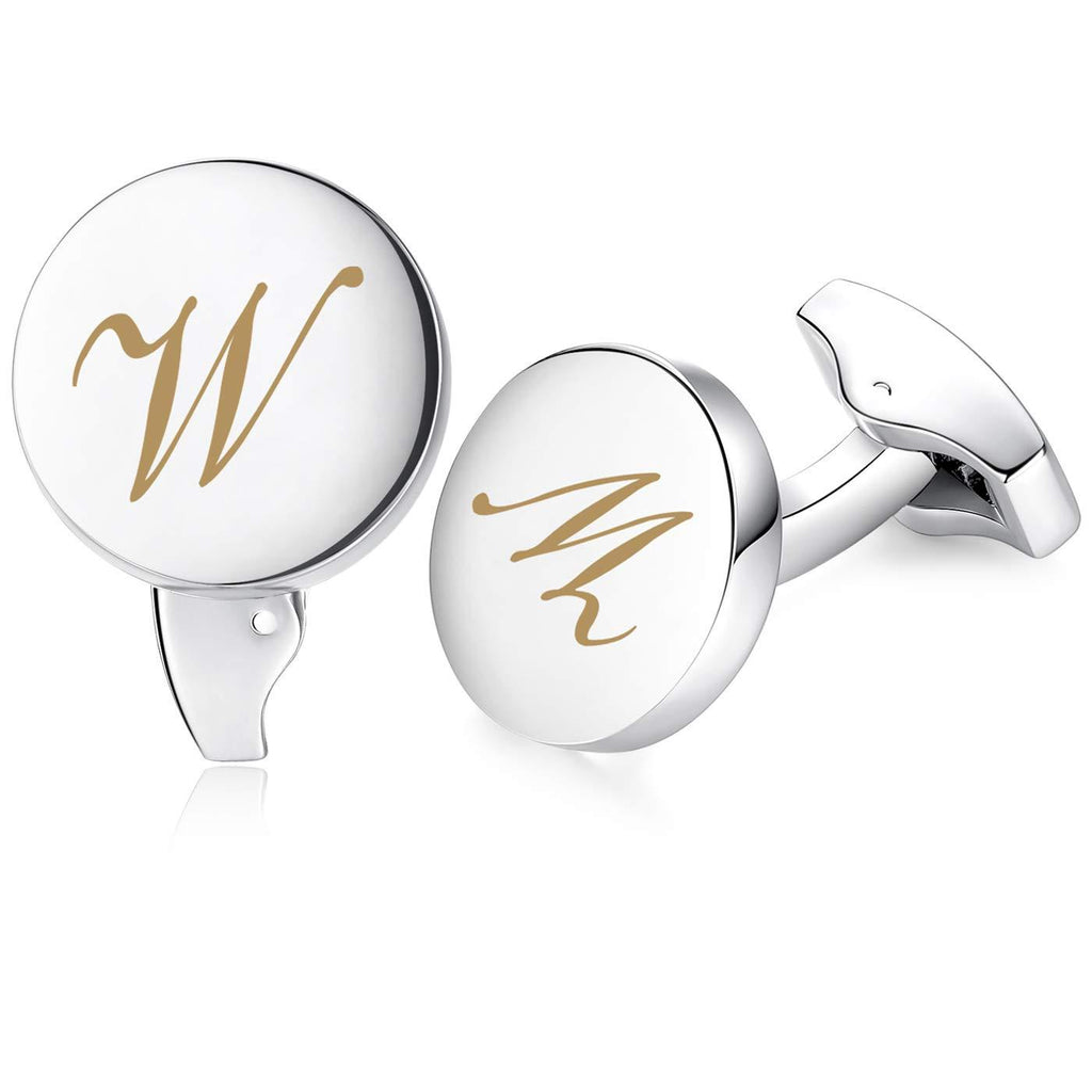 [Australia] - HONEY BEAR Initial Alphabet Letter Cufflinks Round for Mens Wedding Gift W 