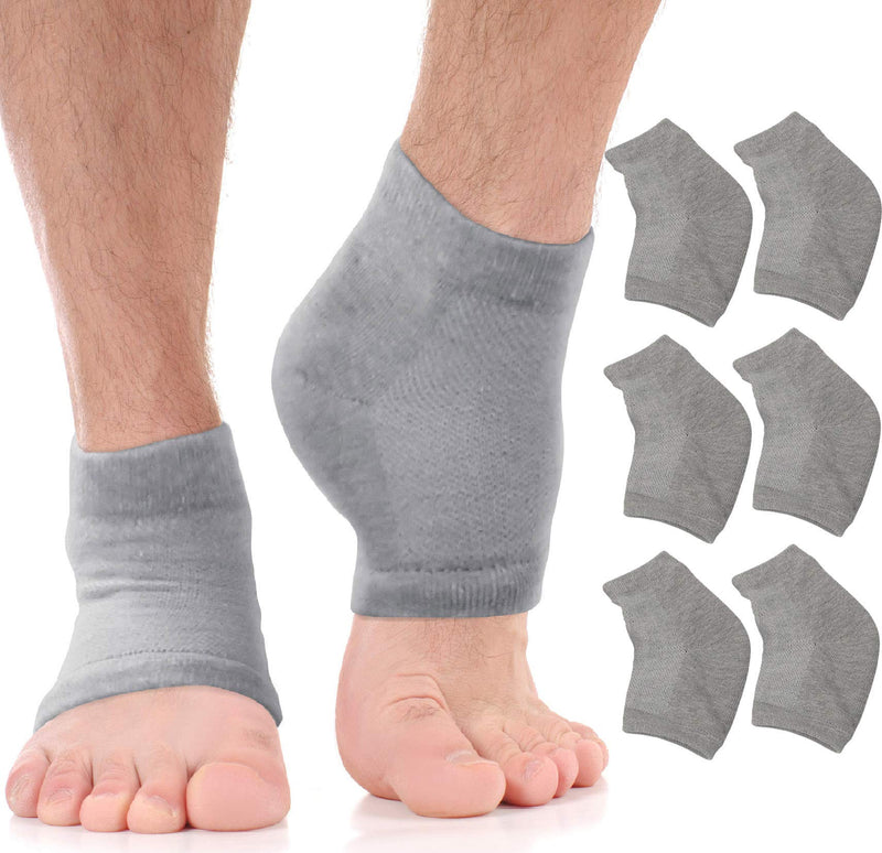 [Australia] - Moisturizing Socks for Cracked Heels - Fast Cracked Heel Repair. Dry Rough Heel Treatment - Toeless Gel Heel Socks Infused with Aloe Moisturier Lotion Softening Spa Socks Fits Women Men Feet - Large Large (Pack of 3) Grey 