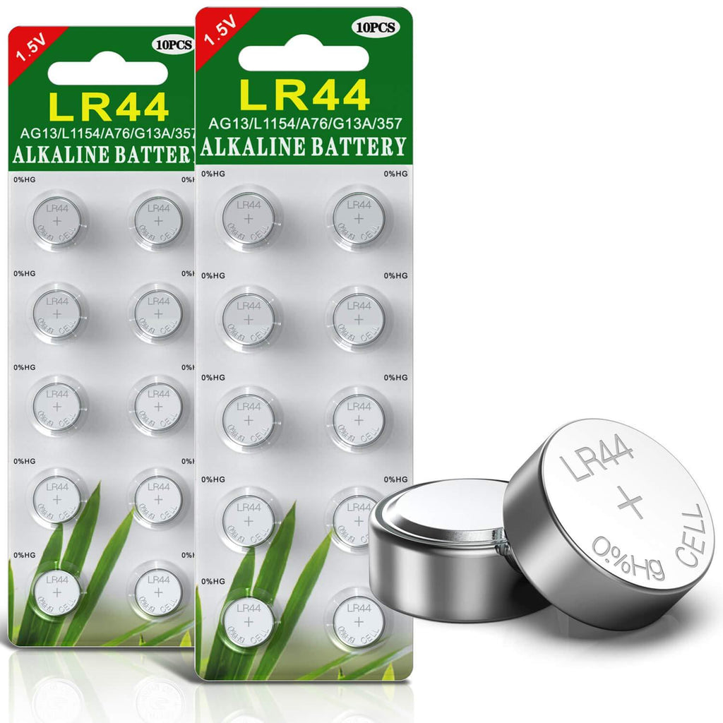 [Australia] - 20 Pack of LR44 AG13 303 357 SR44 - 1.5 Volt Premium Alkaline Button Cell Battery - Use for Watches Clocks Remotes Games Controllers Toys & Electronic Devices 10 Count (Pack of 2) 