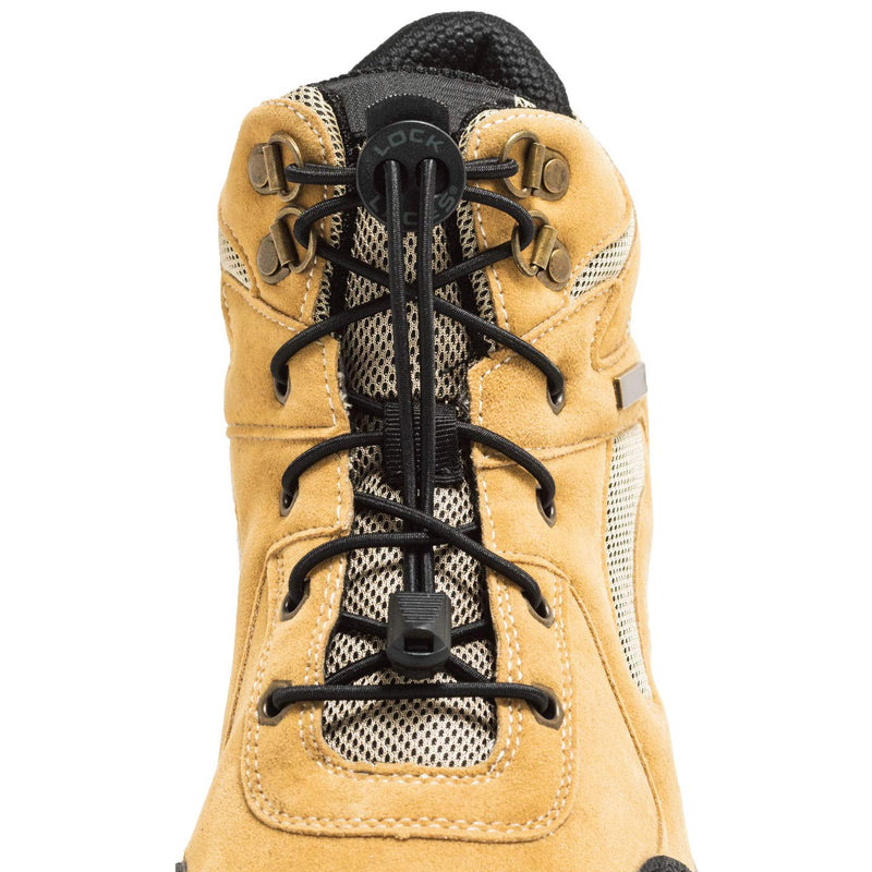 [Australia] - LOCK LACES for Boots (1 Pair) Premium Heavy Duty Elastic No Tie Boot Laces for Boots and Shoes Black 